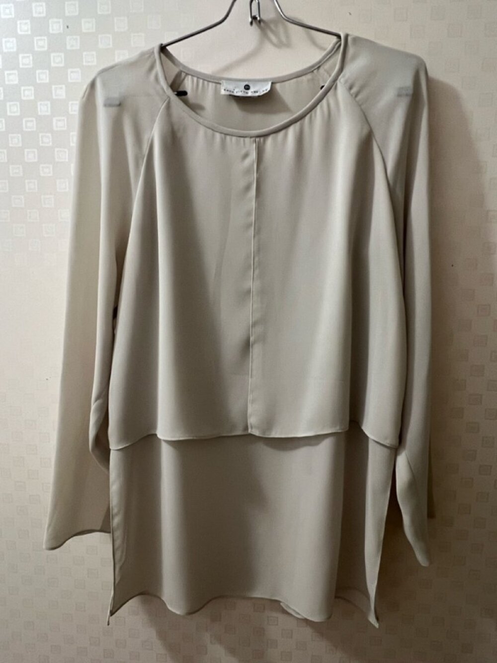 Sage grey layered tunic and skirt, vintage saks fifth avenue